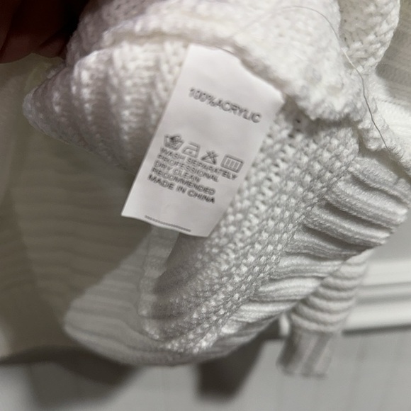 Tunic sweater fashion large acrylic soft tan & white pullover - Picture 5 of 5